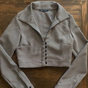 Zara Houndstooth Button Up top